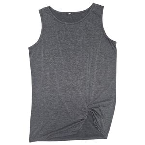 Gray Sleeveless T-Shirt with Twist Side Design Small Casual Shirt Athletic Top